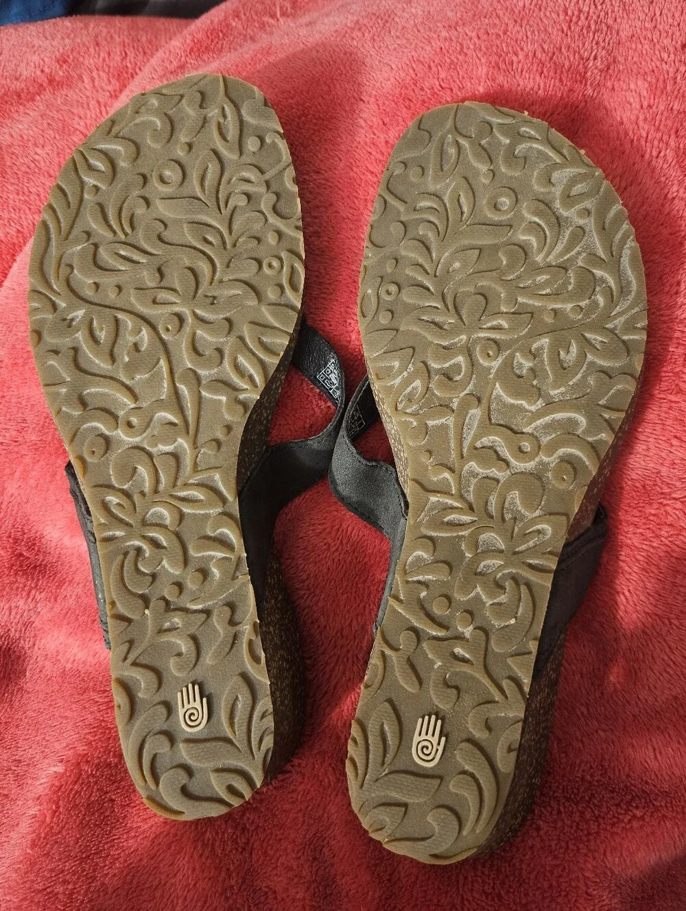 Teva Black Cork-Trim Thong Sandals Ventura Womens Size 6 Wedge Thong